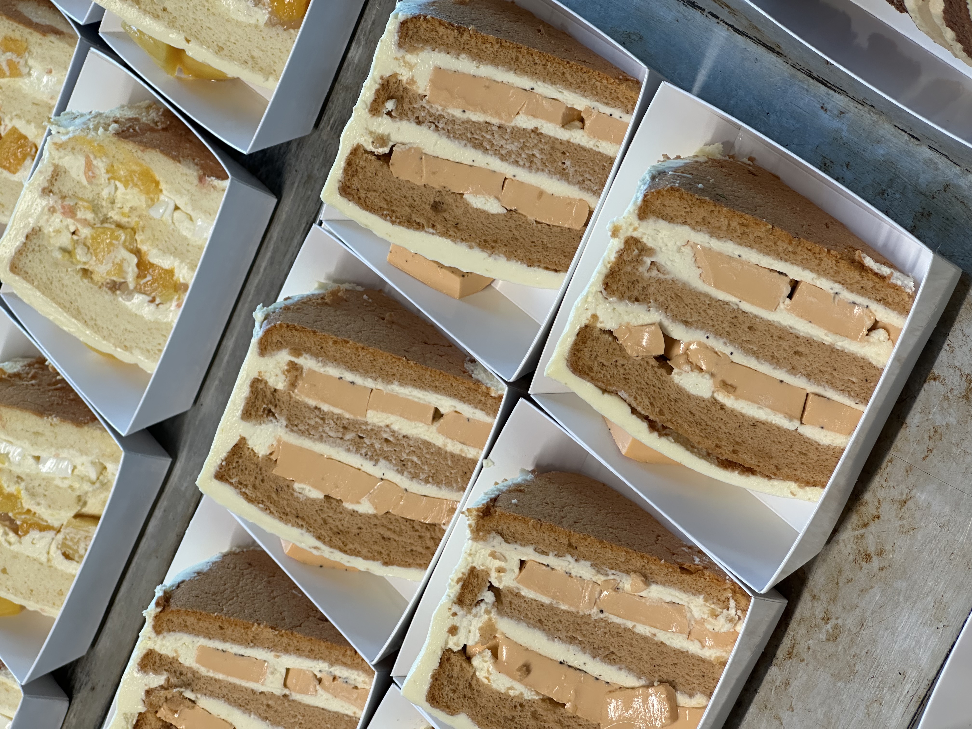 Thai Tea Salted Cheese cake cross-section