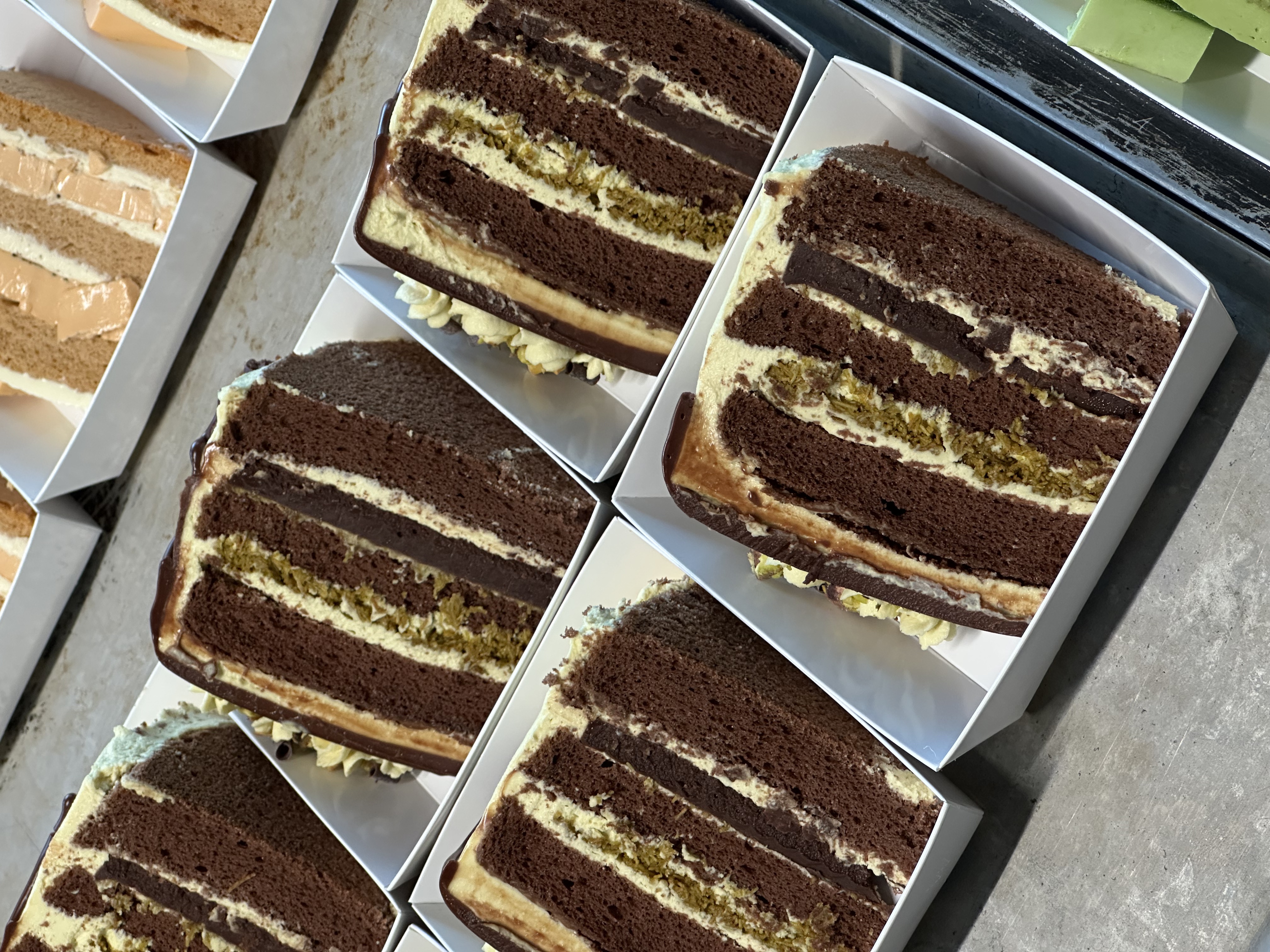 Dubai Chocolate cake cross-section