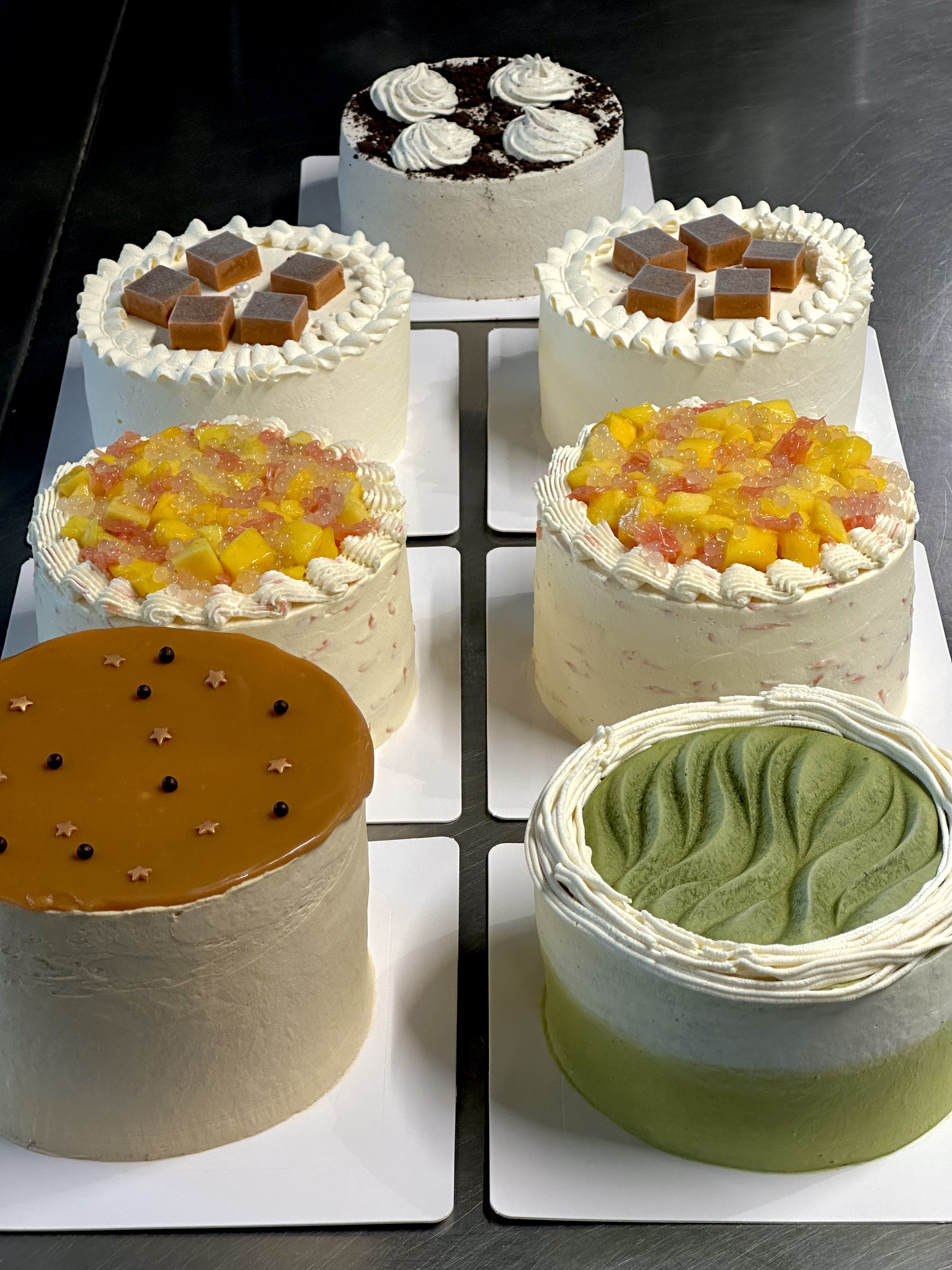 A display of whole Usagi Patisserie cakes
